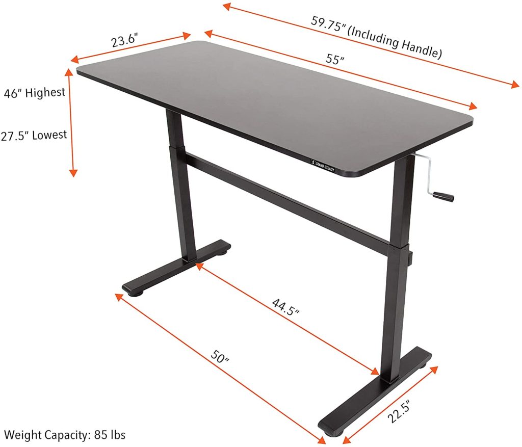 Hand Cranked Sit Stand Desk Dimensions